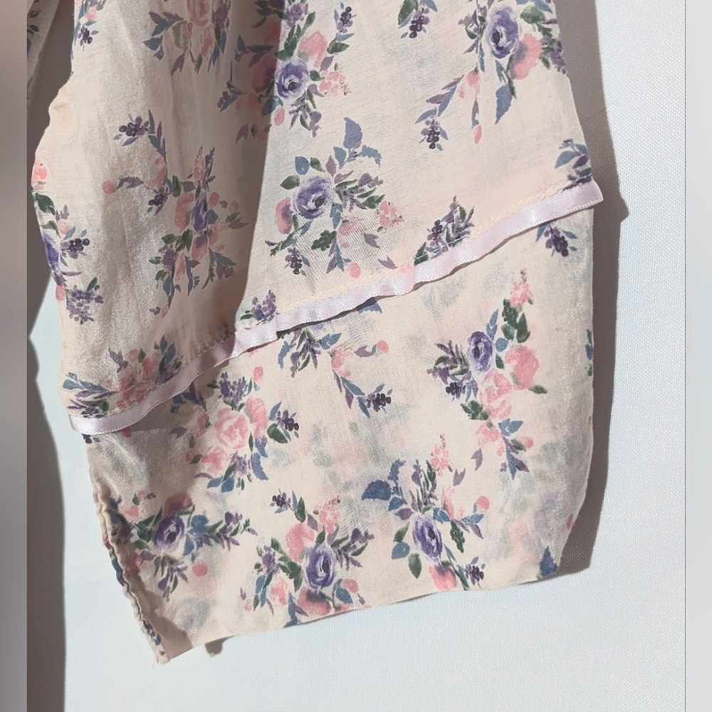 Papinelle Silk Cotton Pastel Pink Floral Midi Robe - Picture 6 of 9